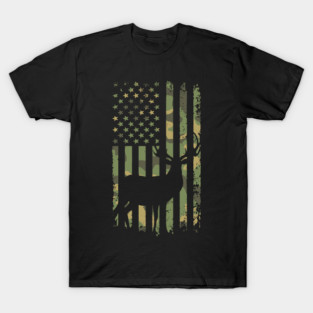 Camo Deer Hunting Flag T-Shirt