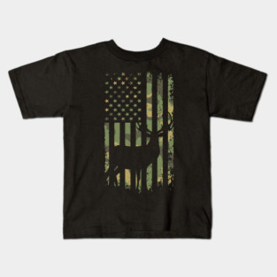 Camo Deer Hunting Flag Kids T-Shirt