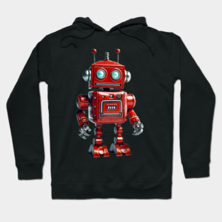 Robotic Retro Cute Red Kid's Toy - 3D Character Design Hoodie