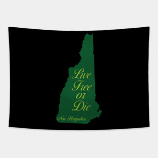 Live Free or Die NH state map Tapestry