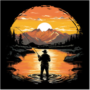 Vintage Sunset Fly Fishing Posters and Art