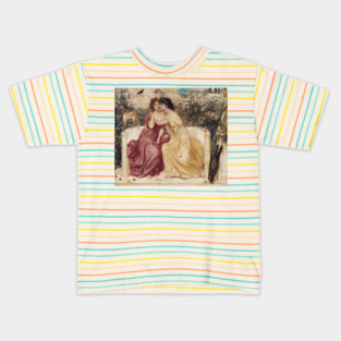 Sappho and Erinna in a Garden at Mytilene (1864) by Simeon Solomon Kids T-Shirt
