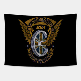 Vintage BSA Motorcycles Emblem by MotorManiac Tapestry