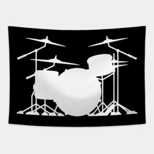 Drum set silhouette illustration Tapestry