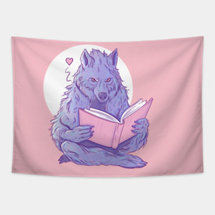 Werewolf reading a book Tapestry
