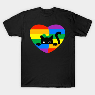 cat Rainbow Flag Human Rights Womens & Gay Rights LGBTQ+ Pride T-Shirt