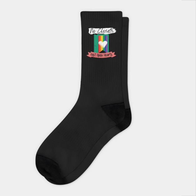 No Closets, Just Open Hearts Pride Design Socks by WarFX Designs