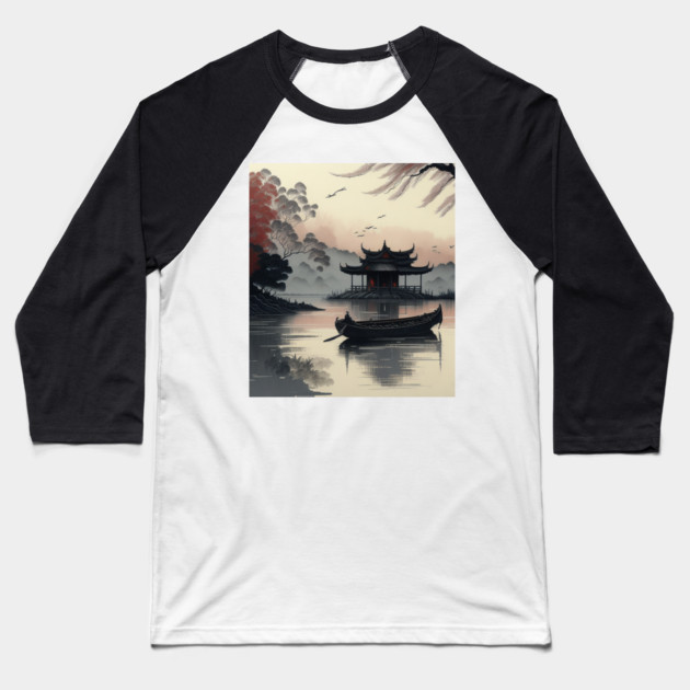 The Art of Chinese Ink Painting Baseball T-Shirt by Pixel Threads 
