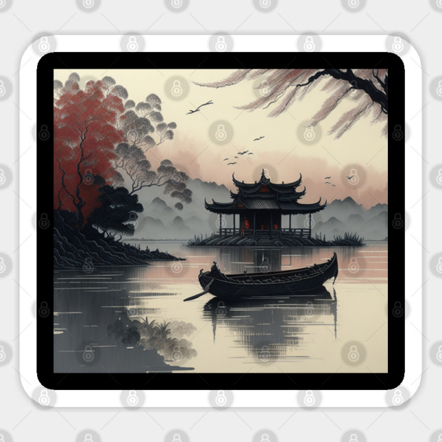The Art of Chinese Ink Painting Sticker by Pixel Threads 