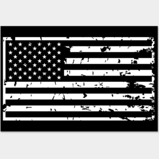 Vintage Distressed 1-Color American USA Flag Posters and Art