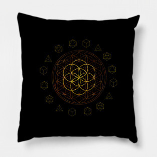 Sacred Geometry Flower of Life Platonic Pillow