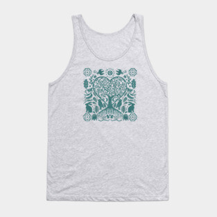 Rustic Early American Tree Of Life Woodcut Tank Top