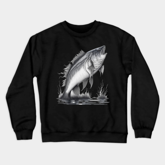 Largemouth Bass Fishing Crewneck Sweatshirt by Pixel Threads 