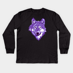 Purple Lone Wolf Totem Animal Spirit Guide Cheeky Witch Kids Long Sleeve T-Shirt