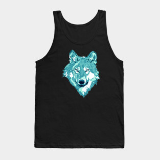 Aqua Lone Wolf Totem Animal Spirit Guide Cheeky Witch Tank Top