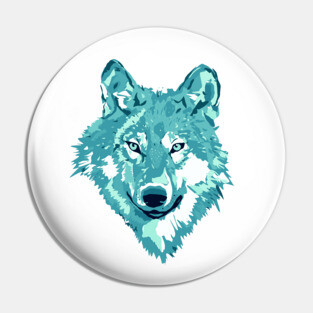 Aqua Lone Wolf Totem Animal Spirit Guide Cheeky Witch Pin