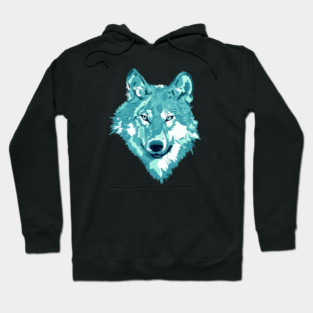 Aqua Lone Wolf Totem Animal Spirit Guide Cheeky Witch Hoodie