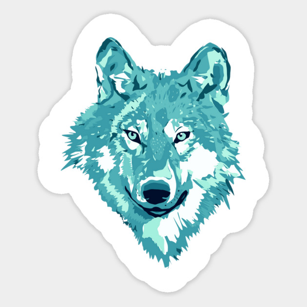 Aqua Lone Wolf Totem Animal Spirit Guide Cheeky Witch Sticker by Cheeky Witch