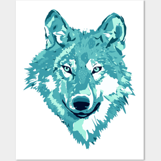 Aqua Lone Wolf Totem Animal Spirit Guide Cheeky Witch Wall Art by Cheeky Witch