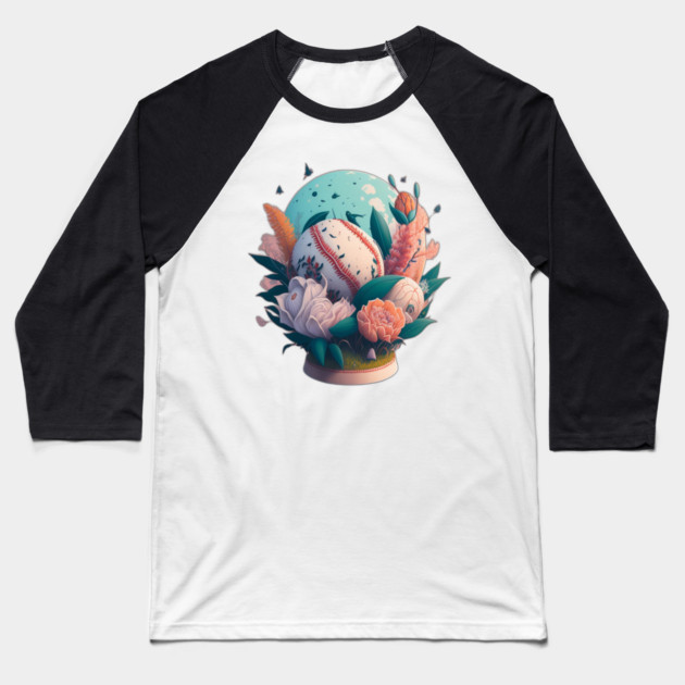 Dream Bouquet, a fantasy flowers design Baseball T-Shirt by Pixel Threads 