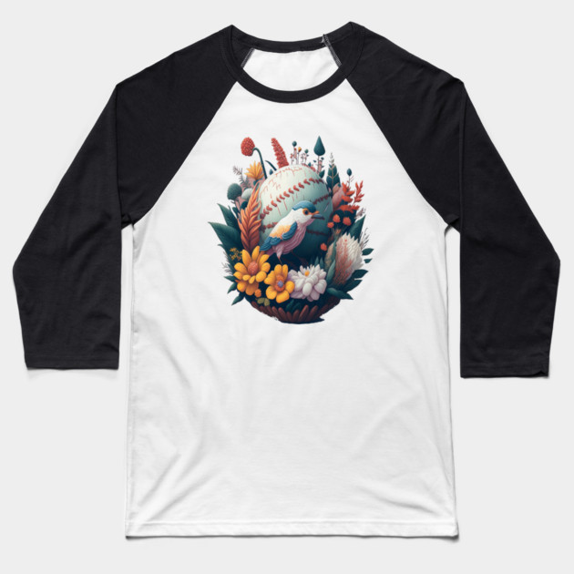 Dream Bouquet, a fantasy flowers design Baseball T-Shirt by Pixel Threads 