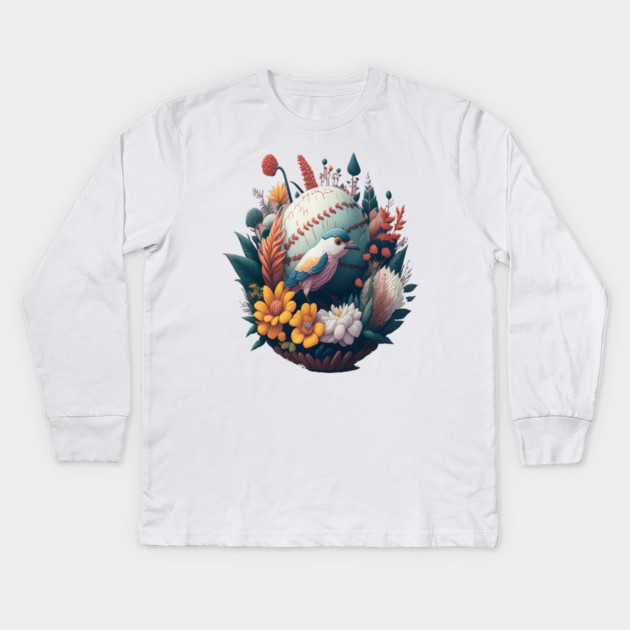 Dream Bouquet, a fantasy flowers design Kids Long Sleeve T-Shirt by Pixel Threads 