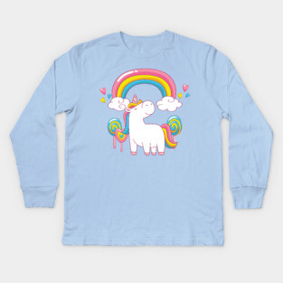 Rainbow Unicorn Cheeky Witch Kids Long Sleeve T-Shirt