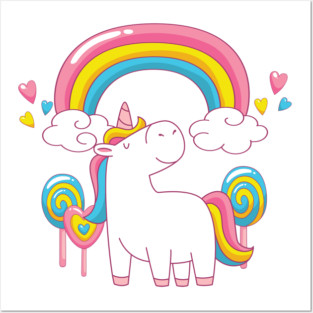 Rainbow Unicorn Cheeky Witch Posters and Art