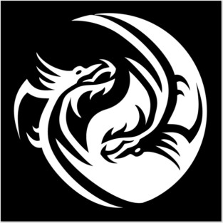 Yin Yang Dragons Symbol Cheeky Witch Posters and Art
