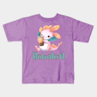Bobalotl Funny Axolotl Bubble Tea Kids T-Shirt