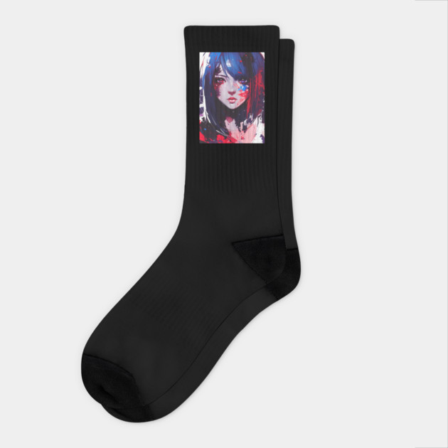 Abstract Anime Girl Socks by The WYLD Tribe