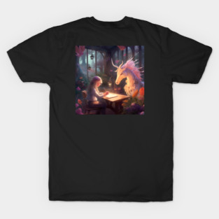 The Enchantment of Fantasy: A Magical Journey with a Dreaming Unicorn and an Adventurous Child in a Dream World T-Shirt