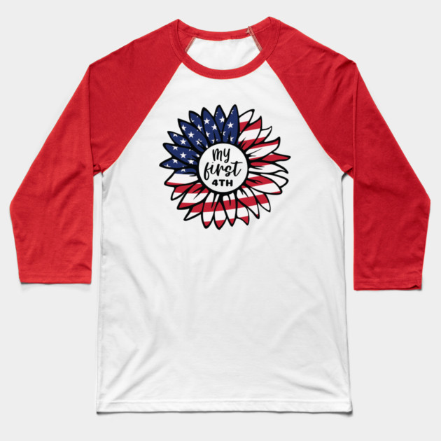 My First 4th Sunflower Baseball T-Shirt by The WYLD Tribe