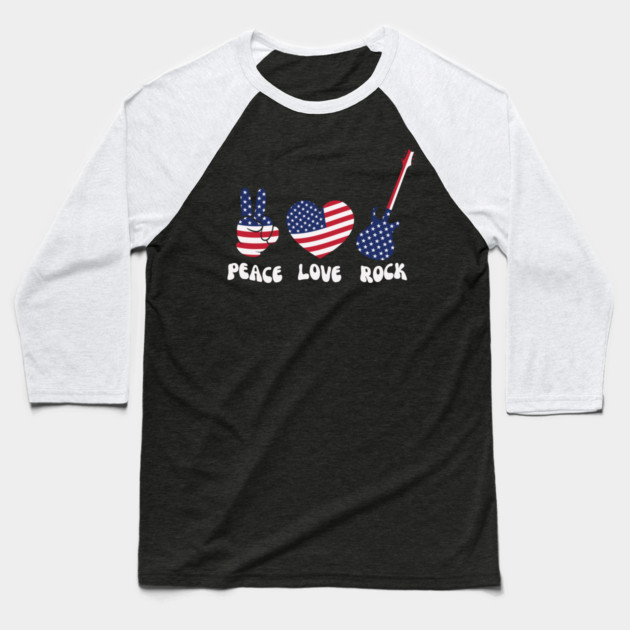 Peace Love Rock USA 4th Of July Baseball T-Shirt by The WYLD Tribe