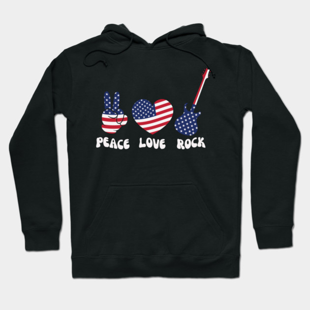 Peace Love Rock USA 4th Of July Hoodie by The WYLD Tribe