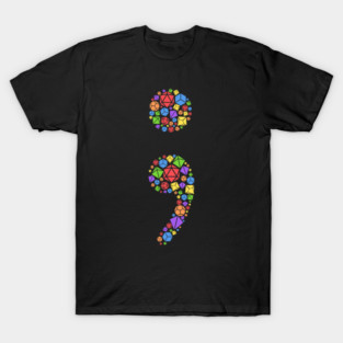 Rainbow Mental Health Semicolon Dice Set T-Shirt