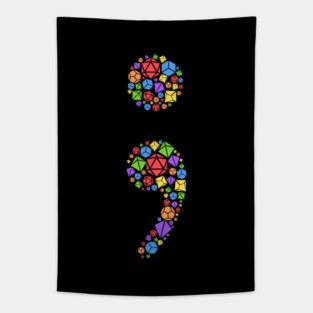 Rainbow Mental Health Semicolon Dice Set Tapestry