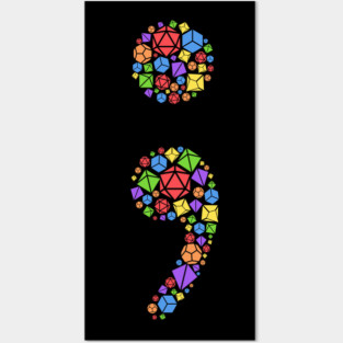 Rainbow Mental Health Semicolon Dice Set Posters and Art