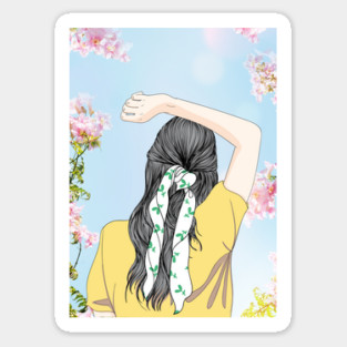 Bandana Girl Arm On Head Sticker