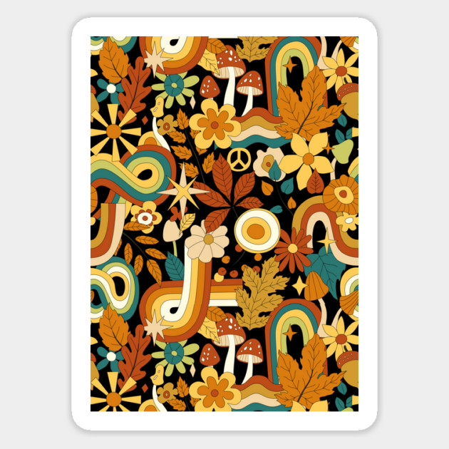 Retro Floral Peace Pattern Sticker by The WYLD Tribe