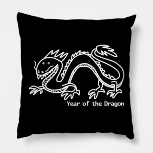 Small Year of the Dragon White Line Pillow