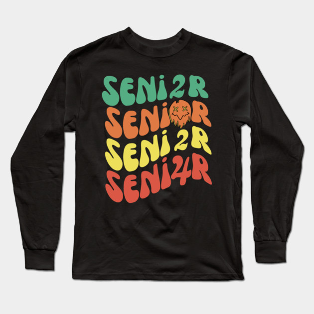 Retro Groovy Senior 2024 Long Sleeve T-Shirt by The WYLD Tribe