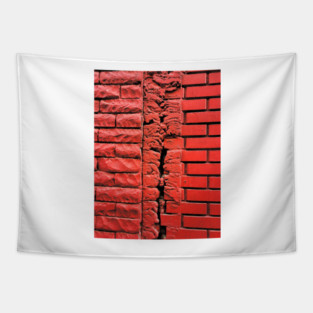 MIND THE GAP ... SPACE BETWEEN 2 RED PAINTED BRICK WALLS Tapestry