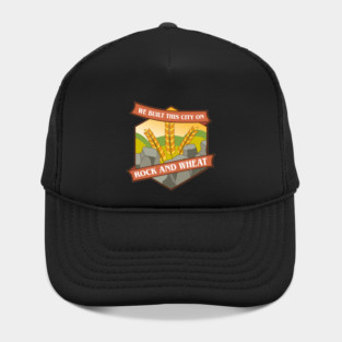 We Built This City on Rock and Wheat Funny Board Games Hat