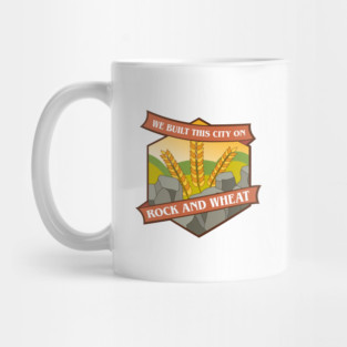 We Built This City on Rock and Wheat Funny Board Games Mug