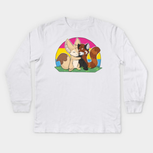 Pansexual - Fennec Fox + Red Panda Hug Kids Long Sleeve T-Shirt