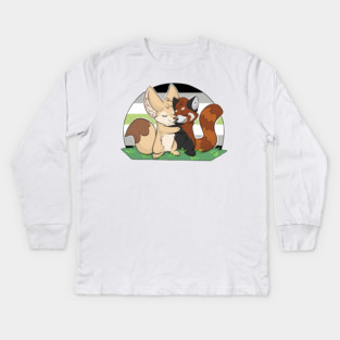 Agender - Fennec Fox + Red Panda Hug Kids Long Sleeve T-Shirt
