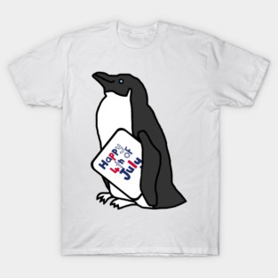 Happy 4th of July says Cute Penguin T-Shirt
