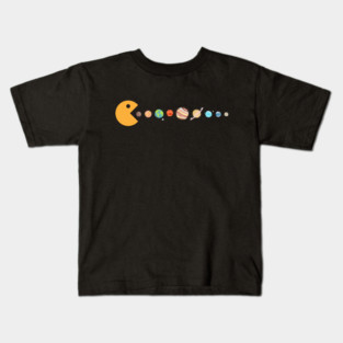 Pacman swallowing planets Kids T-Shirt