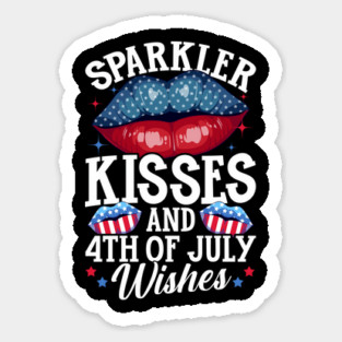Sparkler Kisses and 4th of July Wishes for Independence Day Sticker